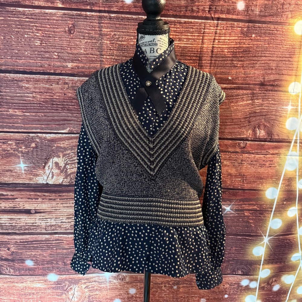 Vintage Mary Ann Restivo blouse & vest combo. Size 8 and Medium.